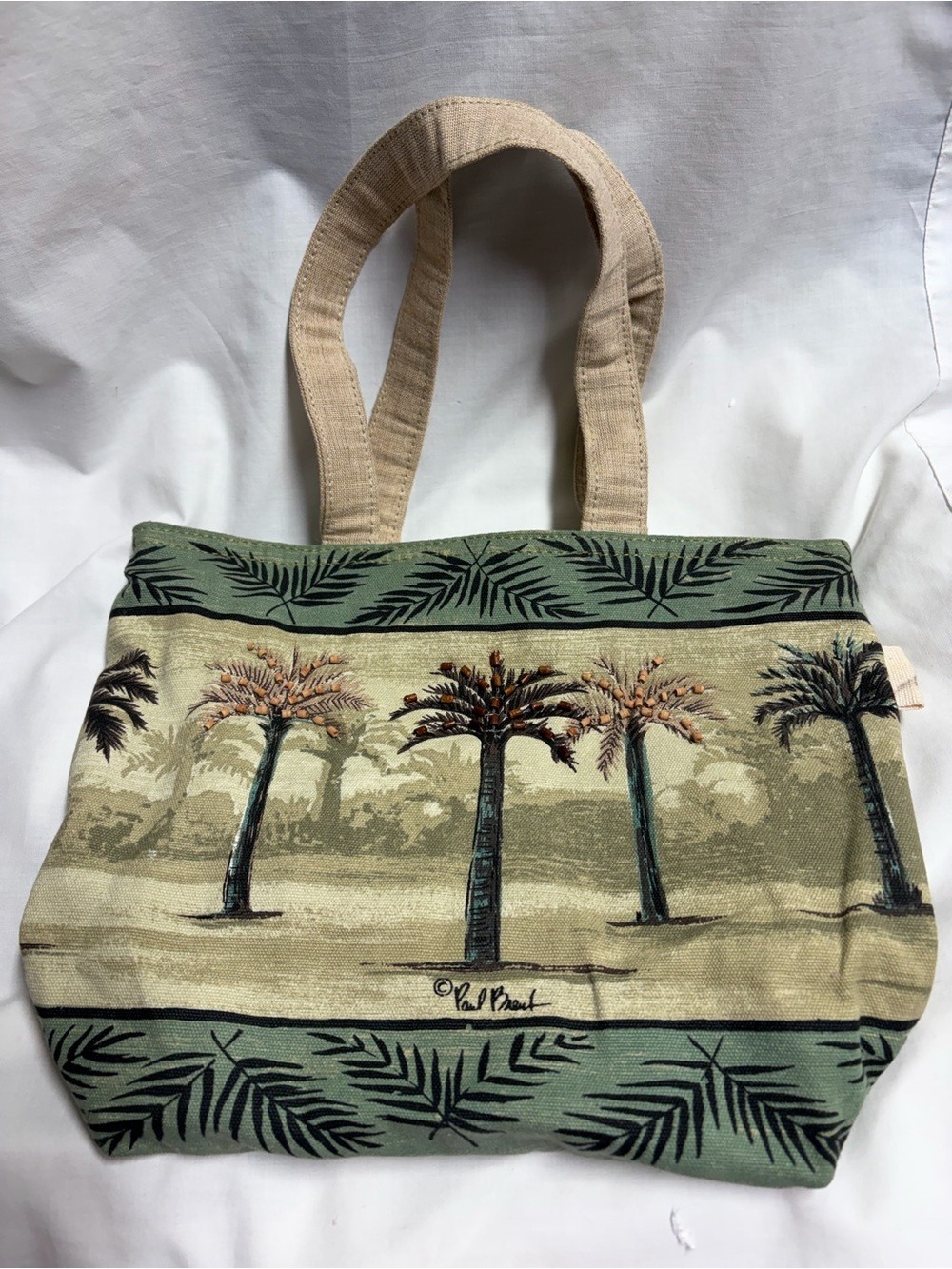 Paul Brent Signature Beaded Palm Tree Tote Sun 'N Sand Seaside Collection Vtg